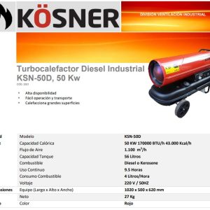 Turbocalefactor Diesel O Kerosene 50 Kw Kösner