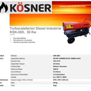Turbocalefactor Diesel O Kerosene 30 Kw Kösner
